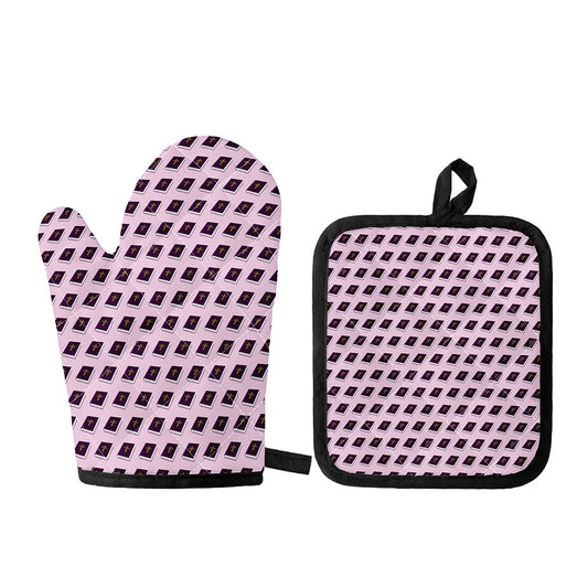 Purple Holy Bible Pattern Print Oven Mitt And Pot Holder Set