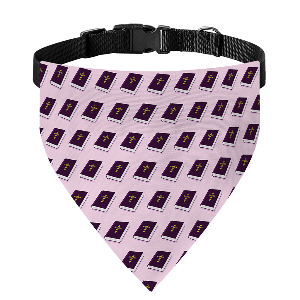 Purple Holy Bible Pattern Print Over The Collar Dog Bandana
