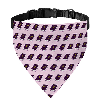 Purple Holy Bible Pattern Print Over The Collar Dog Bandana
