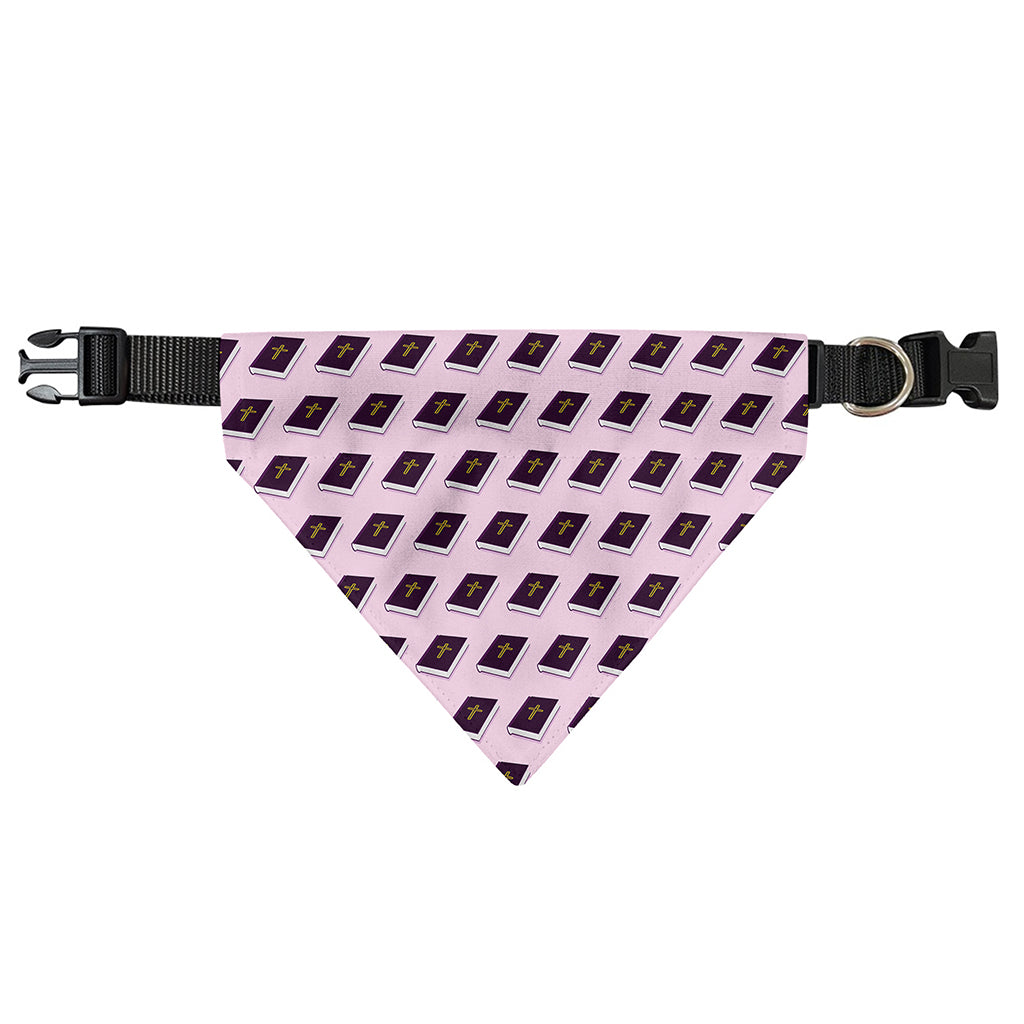 Purple Holy Bible Pattern Print Over The Collar Dog Bandana