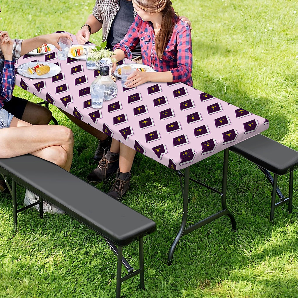 Purple Holy Bible Pattern Print Picnic Table Cover