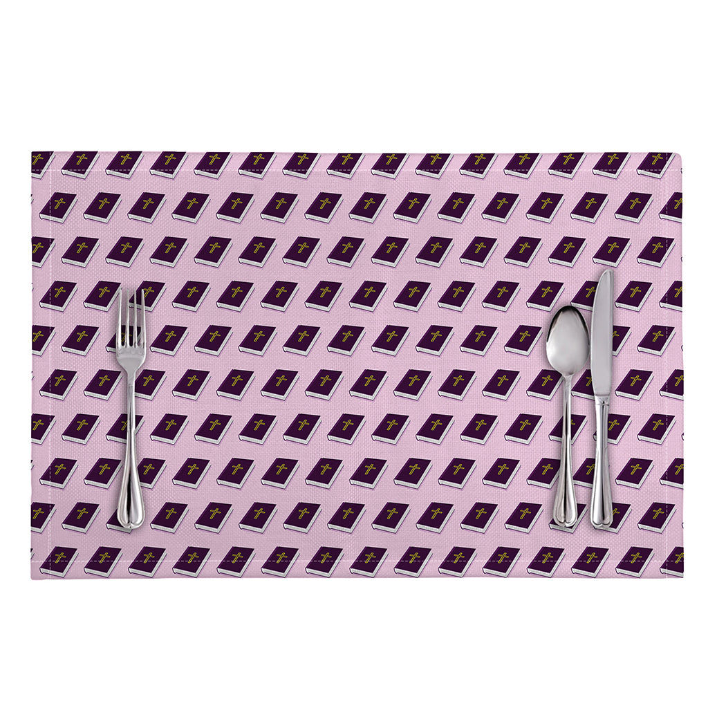 Purple Holy Bible Pattern Print Placemat