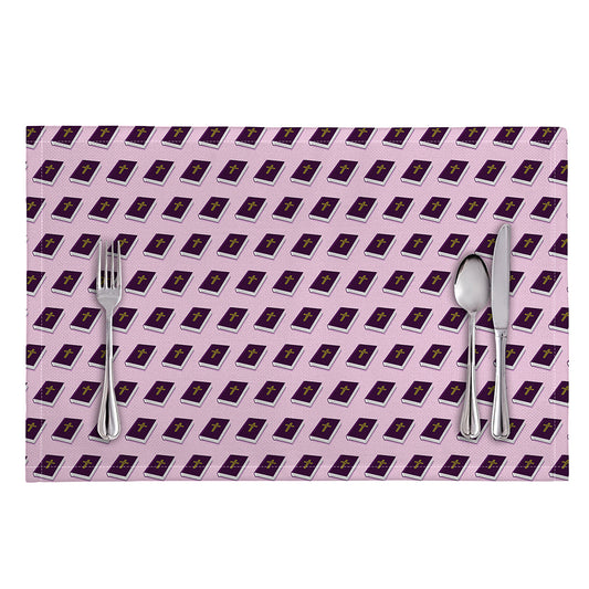 Purple Holy Bible Pattern Print Placemat