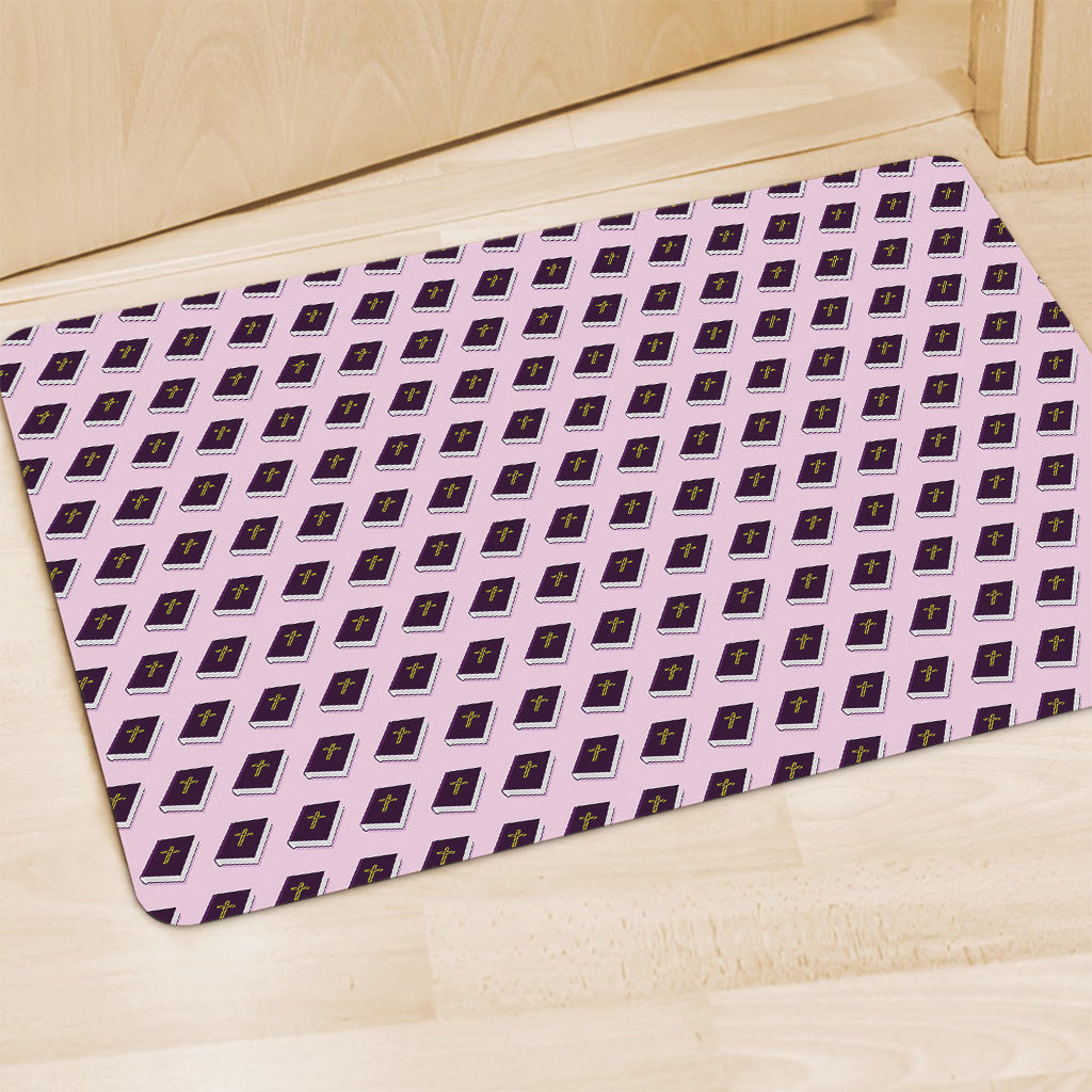 Purple Holy Bible Pattern Print Polyester Doormat