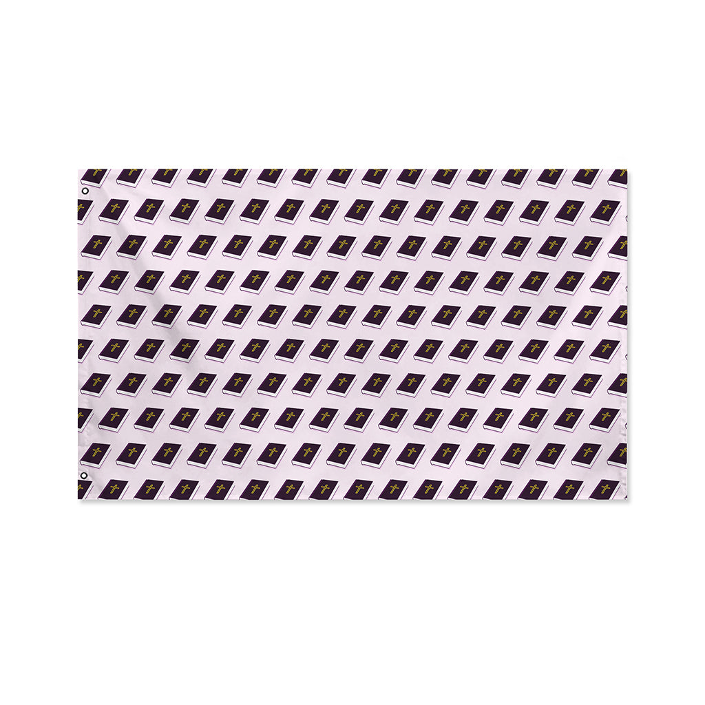 Purple Holy Bible Pattern Print Polyester Flag