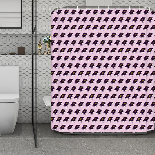 Purple Holy Bible Pattern Print Polyester Shower Curtain
