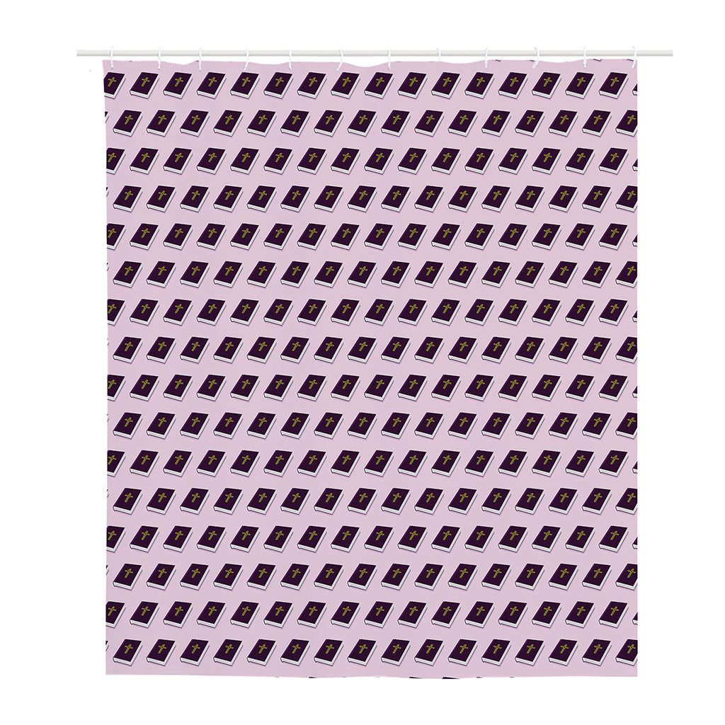 Purple Holy Bible Pattern Print Polyester Shower Curtain