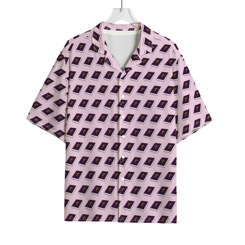 Purple Holy Bible Pattern Print Rayon Hawaiian Shirt