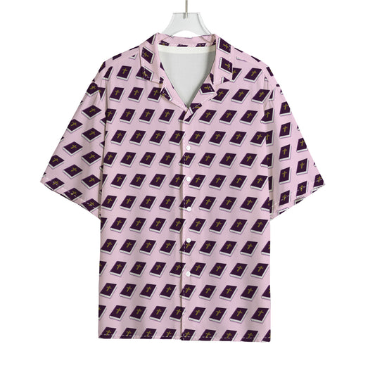 Purple Holy Bible Pattern Print Rayon Hawaiian Shirt