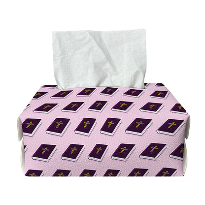 Purple Holy Bible Pattern Print Rectangle Tissue Box Cover