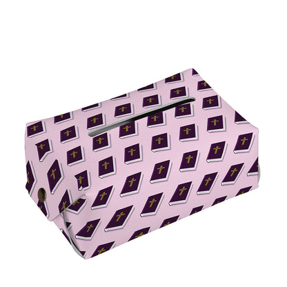 Purple Holy Bible Pattern Print Rectangle Tissue Box Cover