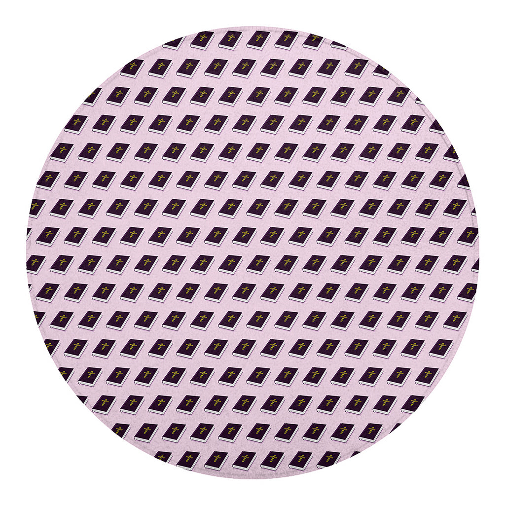 Purple Holy Bible Pattern Print Round Blanket