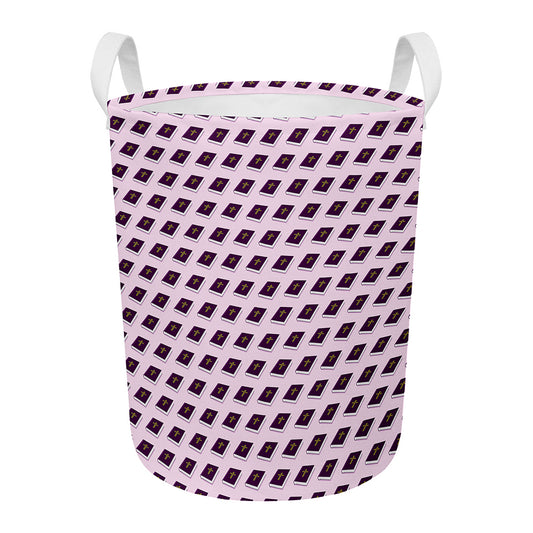 Purple Holy Bible Pattern Print Round Laundry Basket