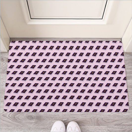 Purple Holy Bible Pattern Print Rubber Doormat