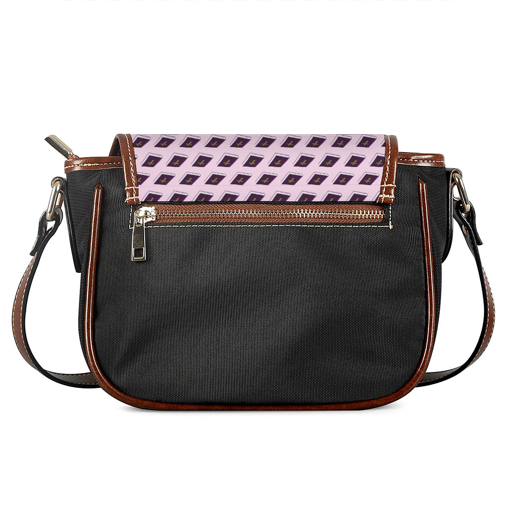 Purple Holy Bible Pattern Print Saddle Bag