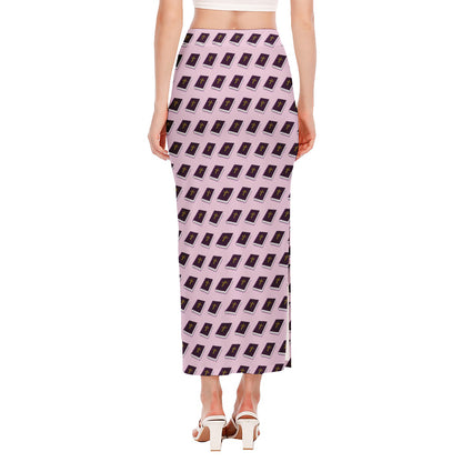 Purple Holy Bible Pattern Print Side Slit Maxi Skirt