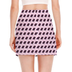 Purple Holy Bible Pattern Print Side Slit Mini Skirt