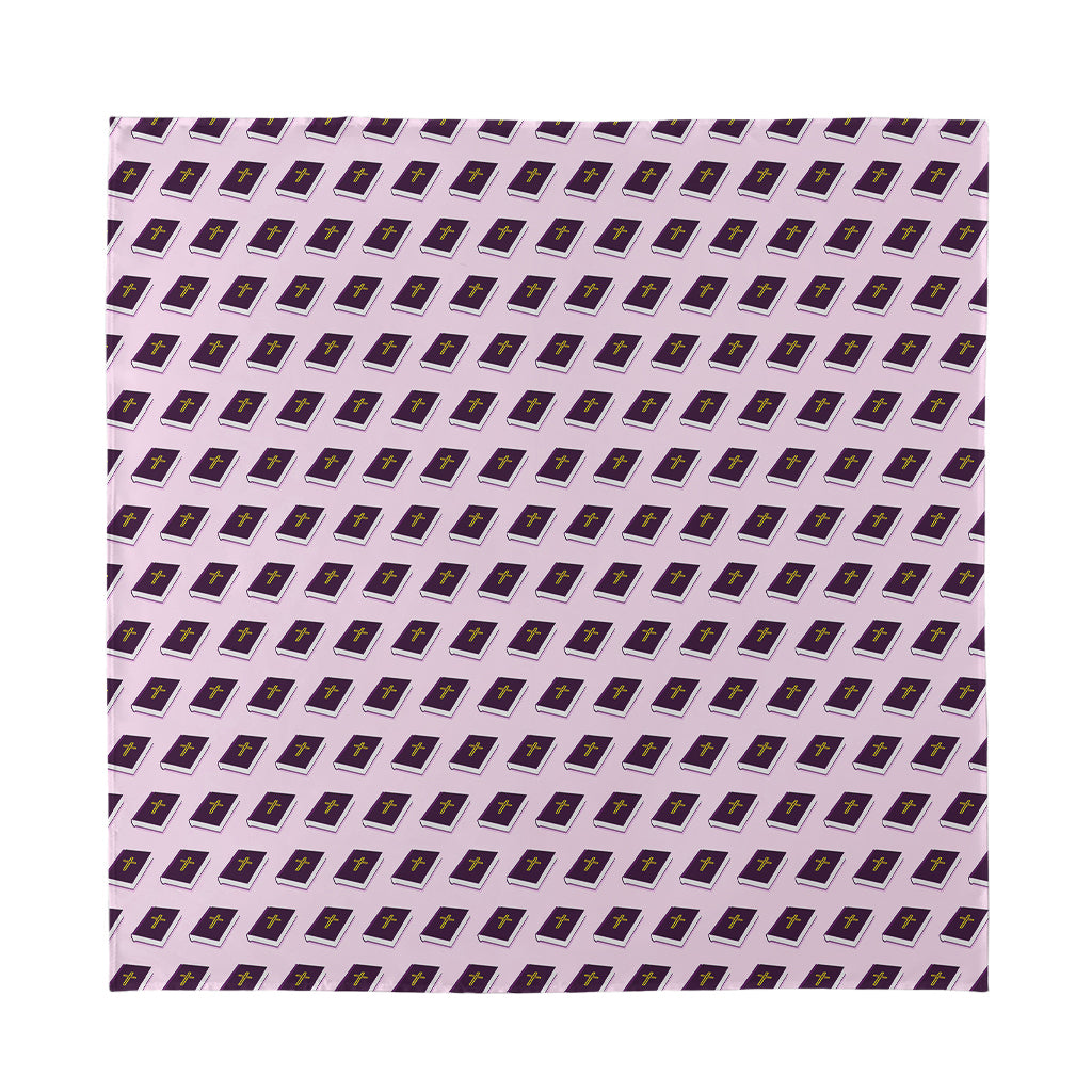 Purple Holy Bible Pattern Print Silk Bandana
