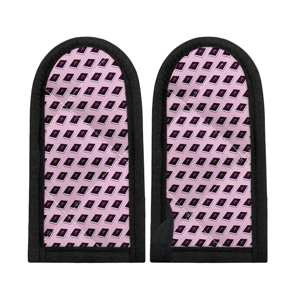Purple Holy Bible Pattern Print Skillet Handle Cover