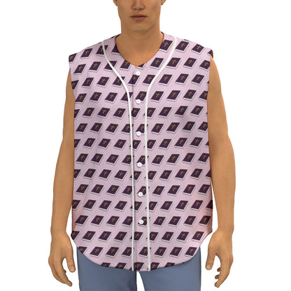 Purple Holy Bible Pattern Print Sleeveless Baseball Jersey