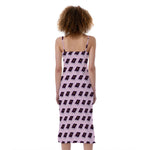 Purple Holy Bible Pattern Print Slim Fit Midi Cami Dress