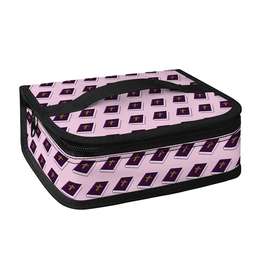 Purple Holy Bible Pattern Print Small Lunch Bag