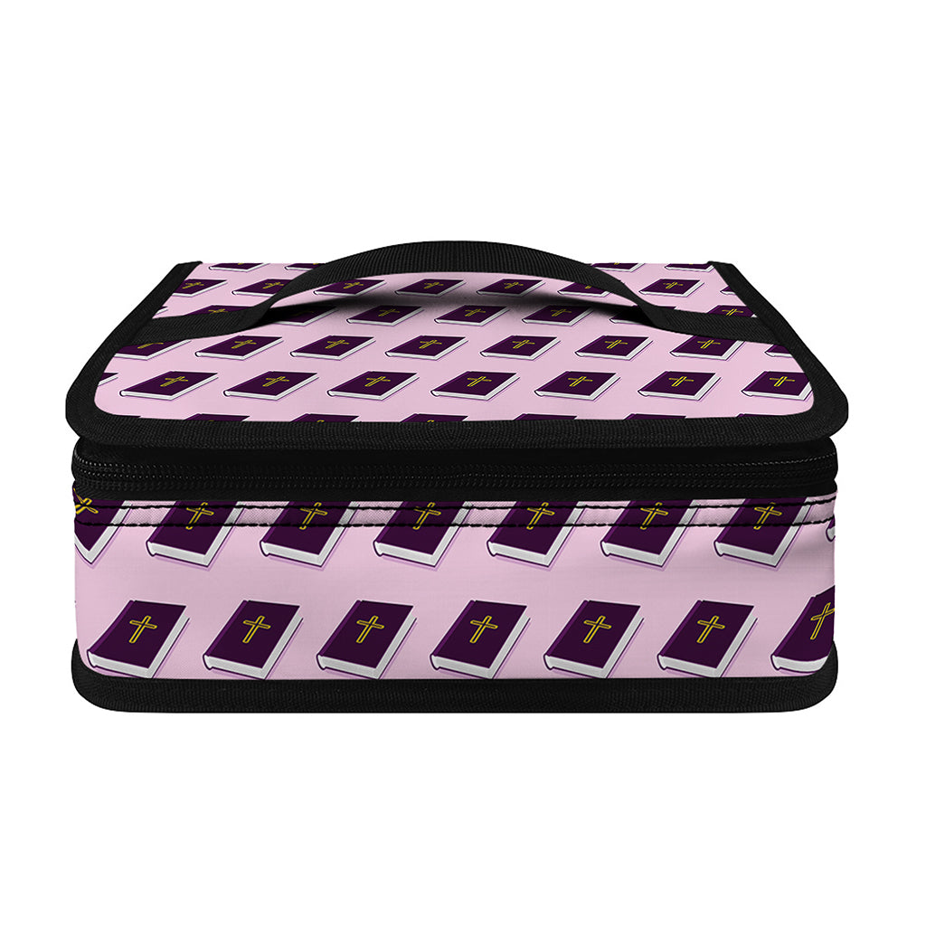 Purple Holy Bible Pattern Print Small Lunch Bag