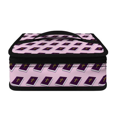 Purple Holy Bible Pattern Print Small Lunch Bag