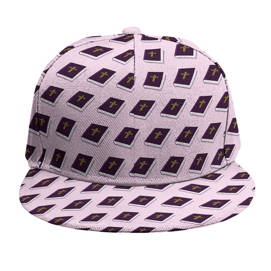 Purple Holy Bible Pattern Print Snapback Cap