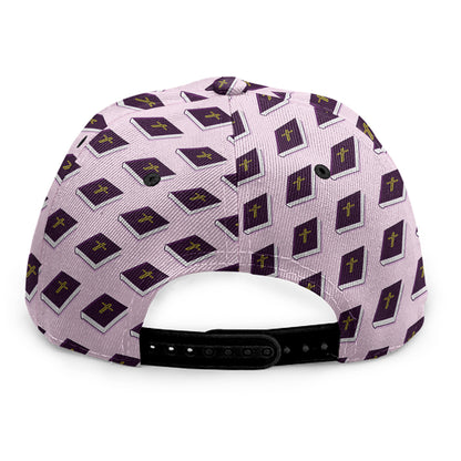 Purple Holy Bible Pattern Print Snapback Cap