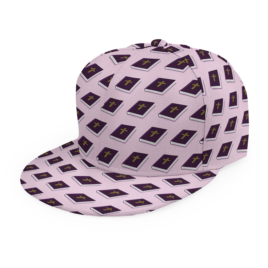 Purple Holy Bible Pattern Print Snapback Cap
