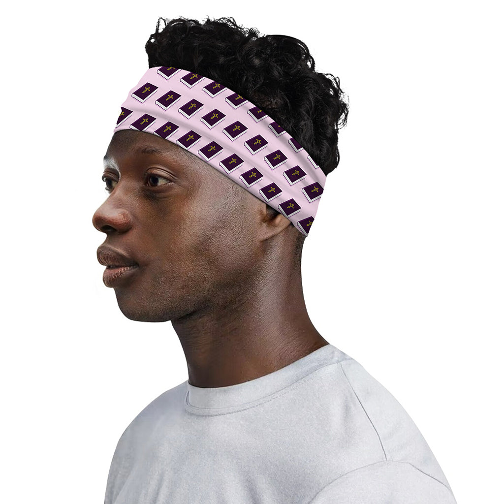 Purple Holy Bible Pattern Print Sports Headband
