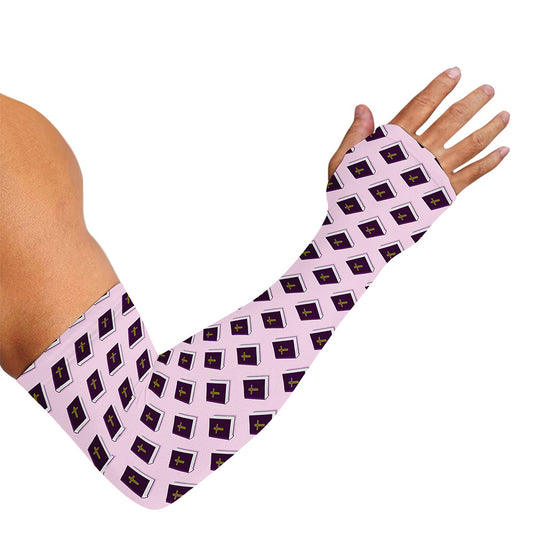 Purple Holy Bible Pattern Print Sun Protection Arm Sleeves