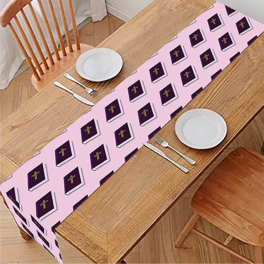 Purple Holy Bible Pattern Print Table Runner