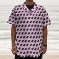 Purple Holy Bible Pattern Print Textured Short Sleeve Shirt