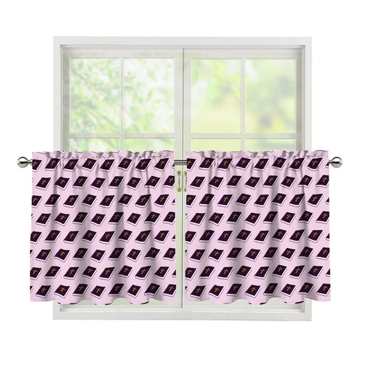 Purple Holy Bible Pattern Print Tier Curtains