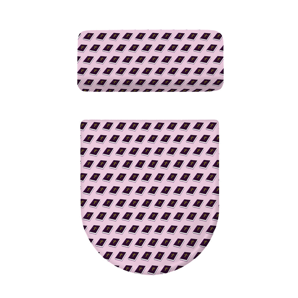 Purple Holy Bible Pattern Print Toilet Lid And Tank Cover Set