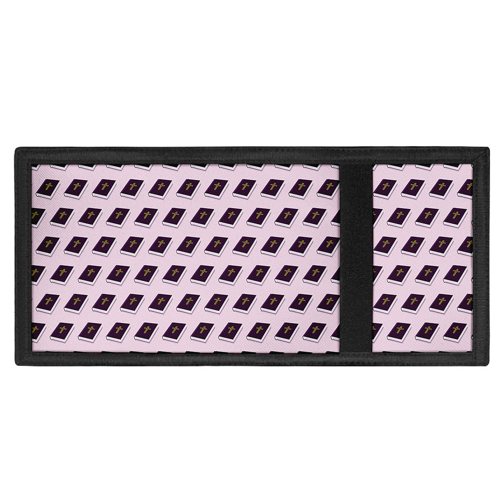 Purple Holy Bible Pattern Print Trifold Wallet