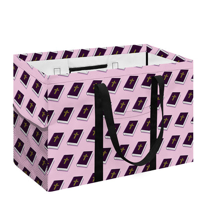 Purple Holy Bible Pattern Print Utility Tote Bag