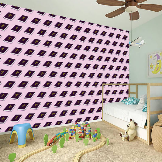 Purple Holy Bible Pattern Print Wall Sticker
