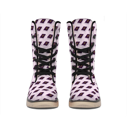 Purple Holy Bible Pattern Print Winter Boots