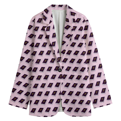 Purple Holy Bible Pattern Print Women's Blazer