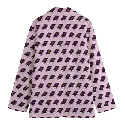 Purple Holy Bible Pattern Print Women's Cotton Blazer