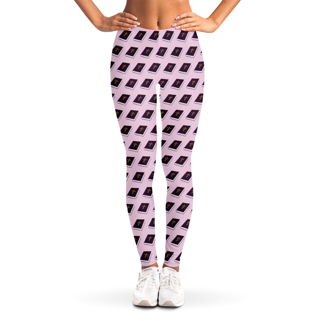 Purple Holy Bible Pattern Print Women's Leggings