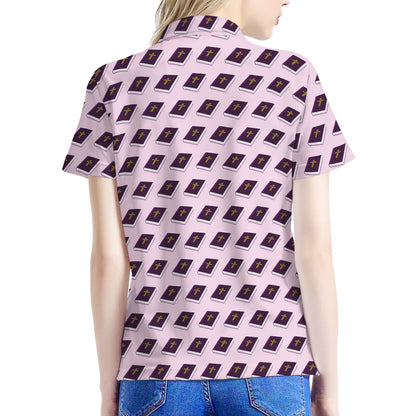 Purple Holy Bible Pattern Print Women's Polo Shirt