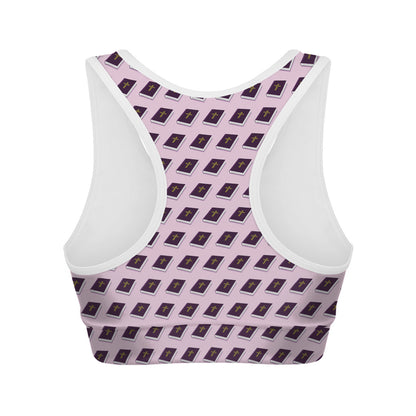 Purple Holy Bible Pattern Print Women's Sports Bra