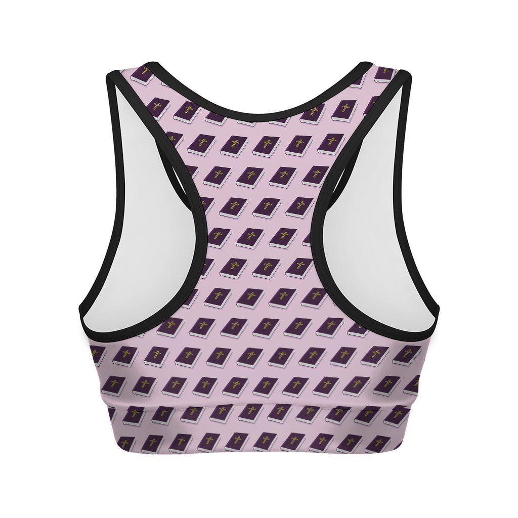 Purple Holy Bible Pattern Print Women's Sports Bra