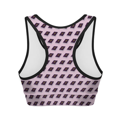 Purple Holy Bible Pattern Print Women's Sports Bra