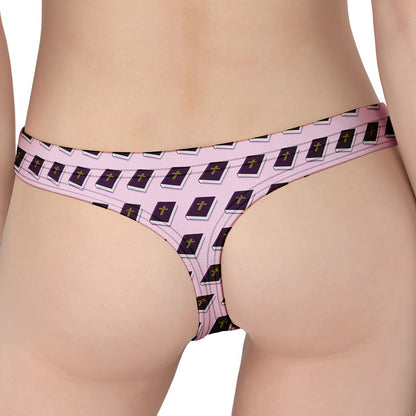 Purple Holy Bible Pattern Print Women's Thong