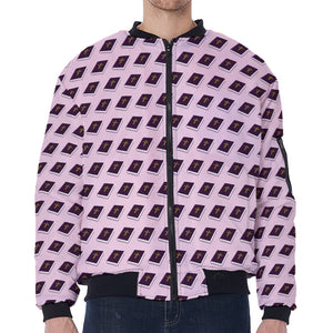 Purple Holy Bible Pattern Print Zip Sleeve Bomber Jacket